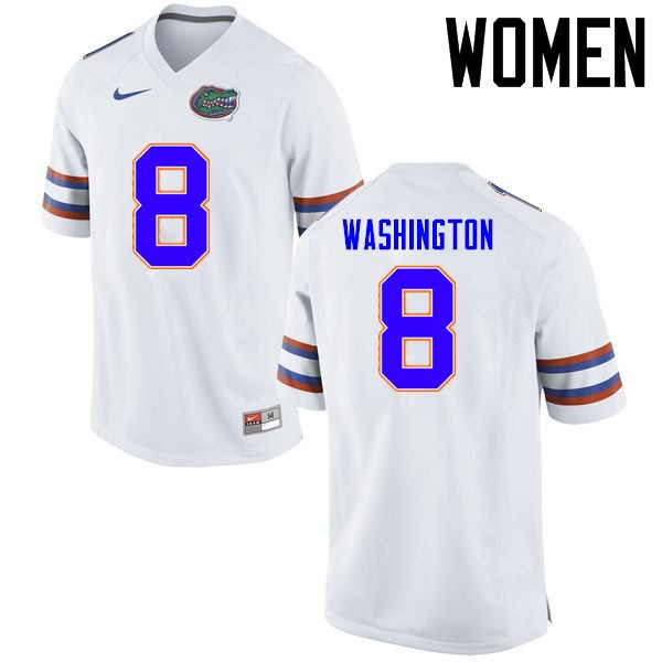NCAA Florida Gators Nick Washington Women's #8 Nike White Stitched Authentic College Football Jersey GLE6164JS